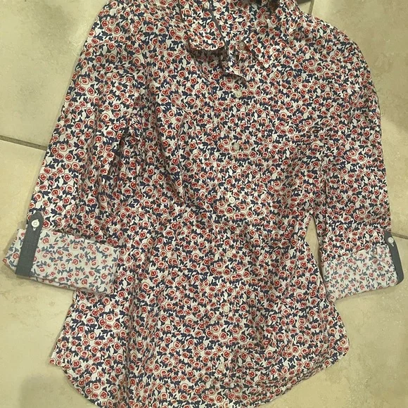 Tommy Hilfiger Floral Button Down Shirt - Red, Blue, White - Picture 5 of 6